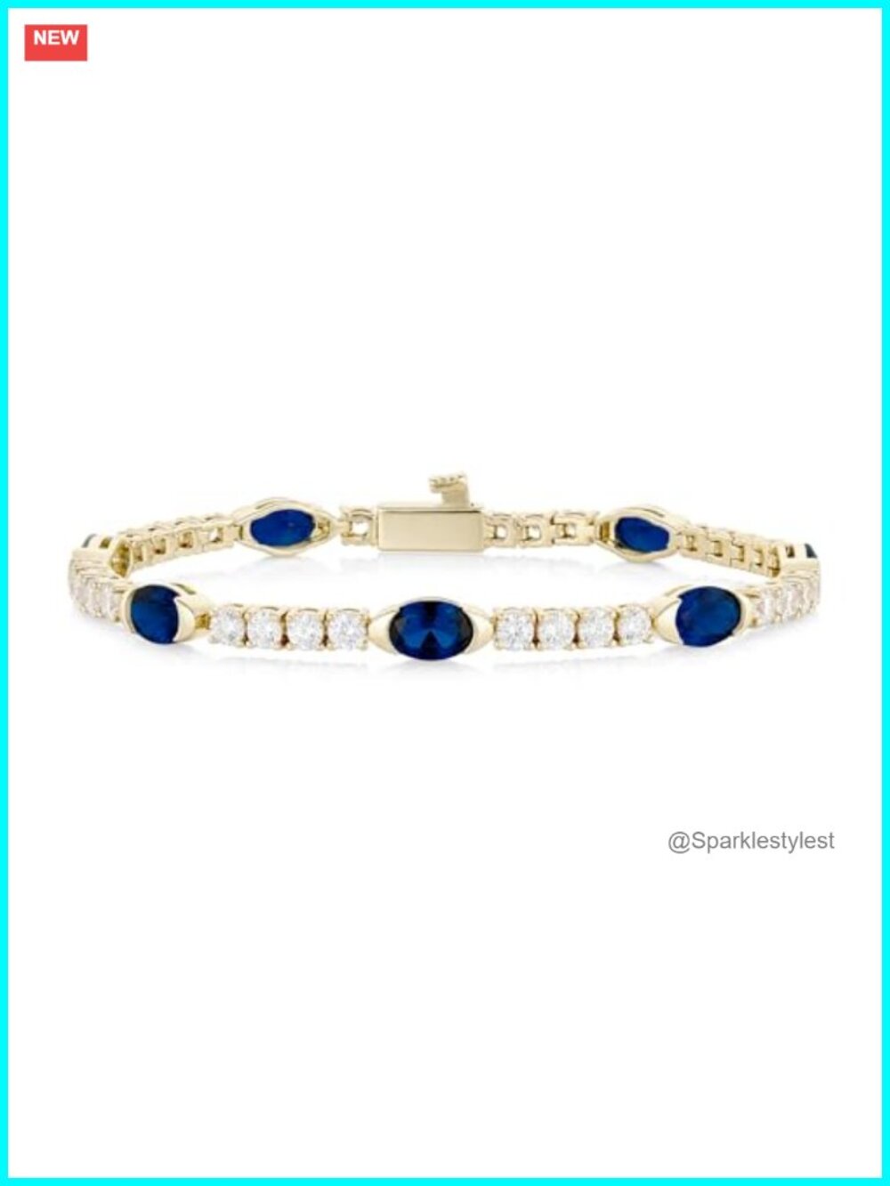 14K Gold Plated Bezel Set Oval CZ Tennis Bracelet for Women Wedding Gift
